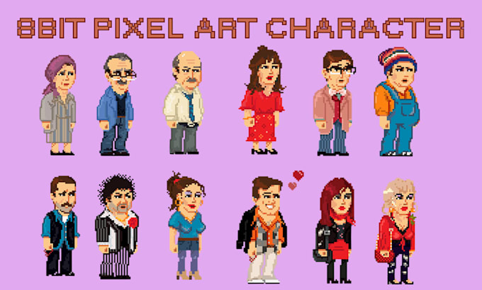 create 8bit 16bit pixel art character, animation and spritesheet