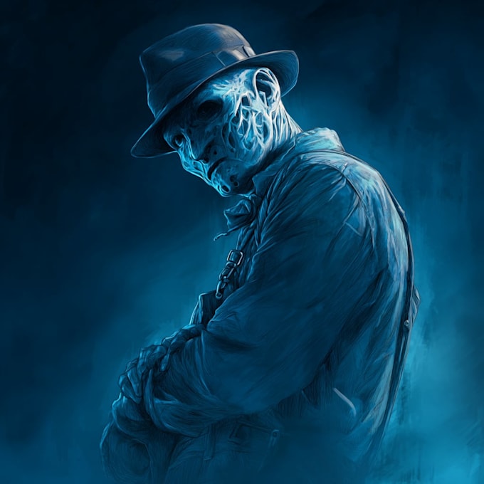 create a fantasy horror character and character illsutration