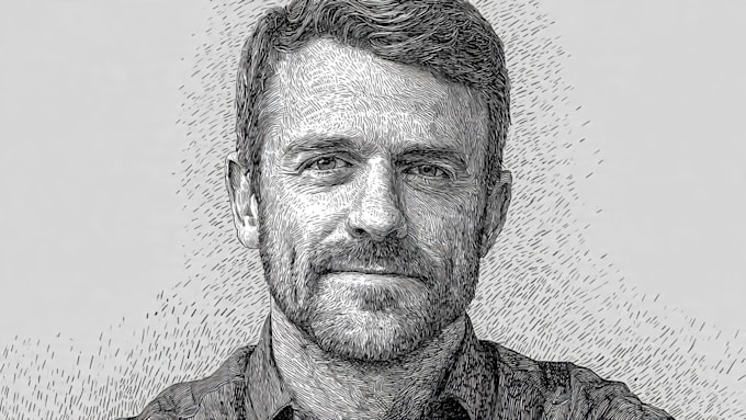 draw a hedcut wsj portrait style from photo