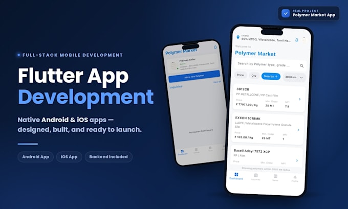 do android, ios and flutter mobile app development as app developer