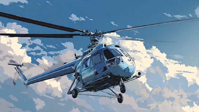 draw helicopter , airplane , aircraft , into a vector