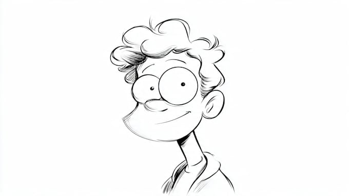 draw simple cartoon line art illustration