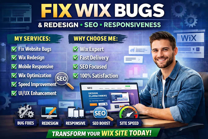 fix wix website bugs redesign wix website wix SEO wix responsiveness