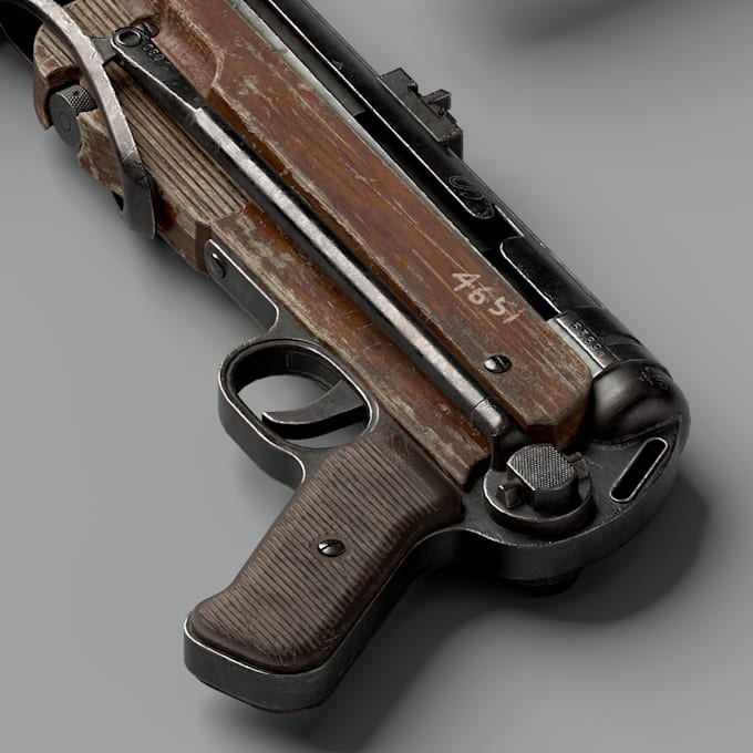 create game ready 3d weapon model with pbr textures for games