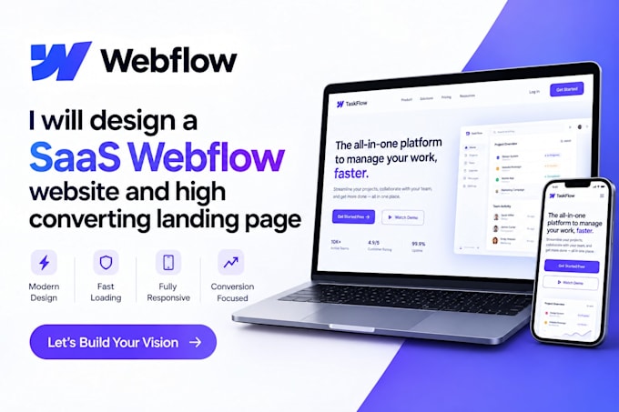 design a saas webflow website and high converting landing page