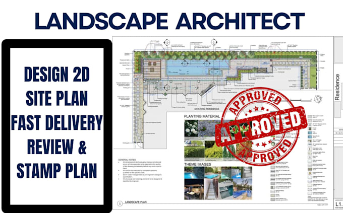 architect landscape 2d site plan planting plan material list as garden designer