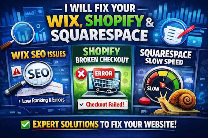 fix wix SEO issues shopify broken checkout process squarespace slow speed