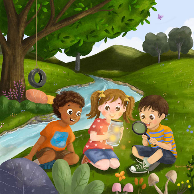 illustrate unique childrensbook characters and scenes