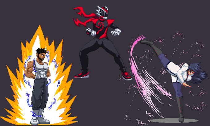 create pixel art characters, pixel art assets and animated backgrounds for games