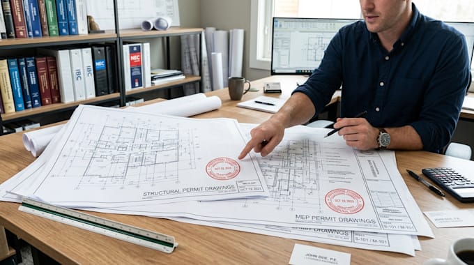 provide liscensed engineer stamped mep and structural permit drawings
