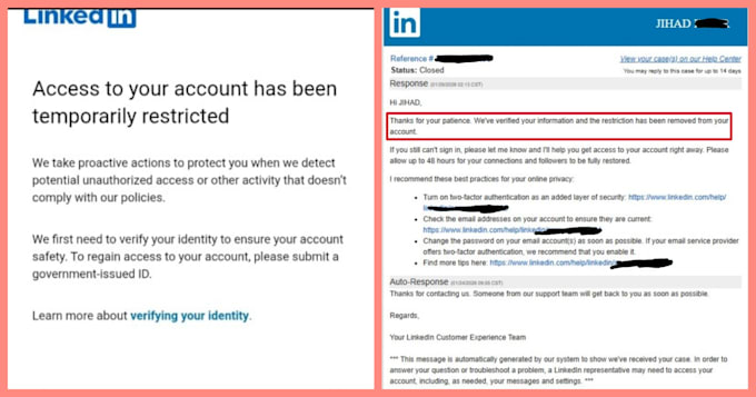 fix any facebook, instagram and linkedin account issues
