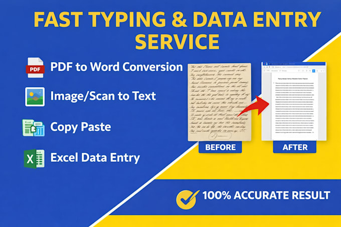 do fast typing work, pdf to word, data entry in 24 hours