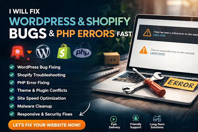fix wordpress issues wordpress bugs fix shopify bugs fix and PHP issues