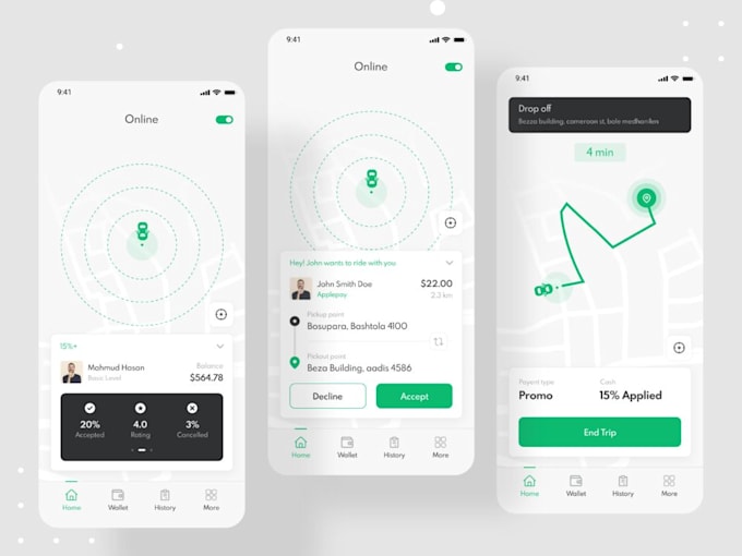 develop ride sharing app, tracking app, transport tracking app like uber or bolt