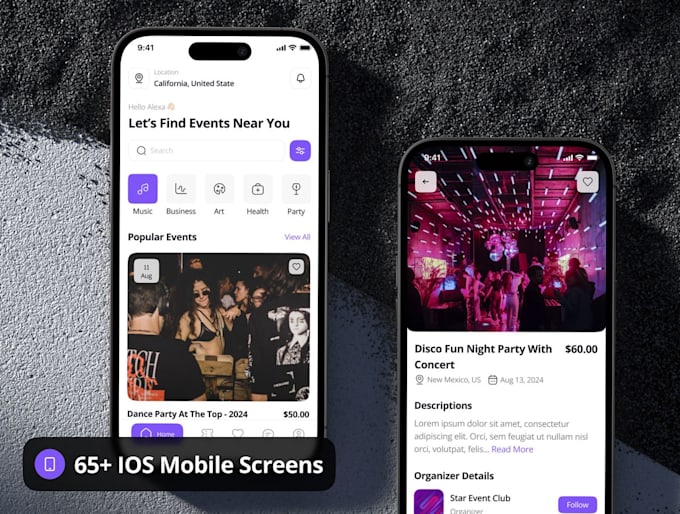 develop event booking app, ticket booking app, event management app, eventbrite