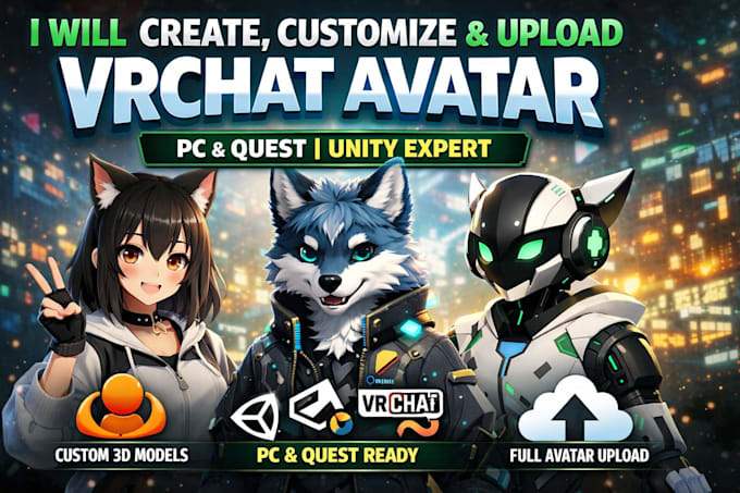 create customize upload vrchat avatar for PC quest with unity