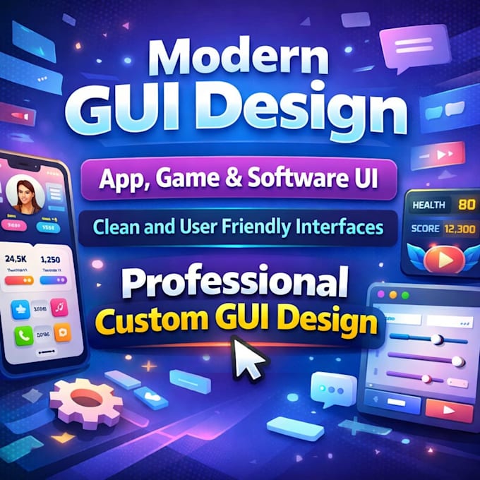 create professional gui design for mobile app, web app