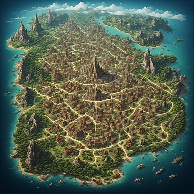 vector map illustration fantasy map design city map