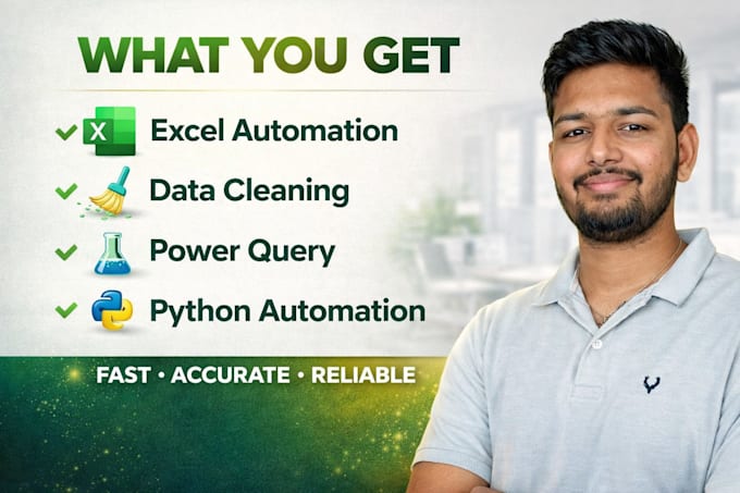 automate excel tasks, data cleaning, power query and python automation