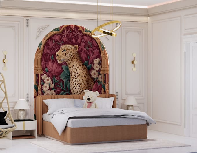 design modern master bedroom in realistic 3d