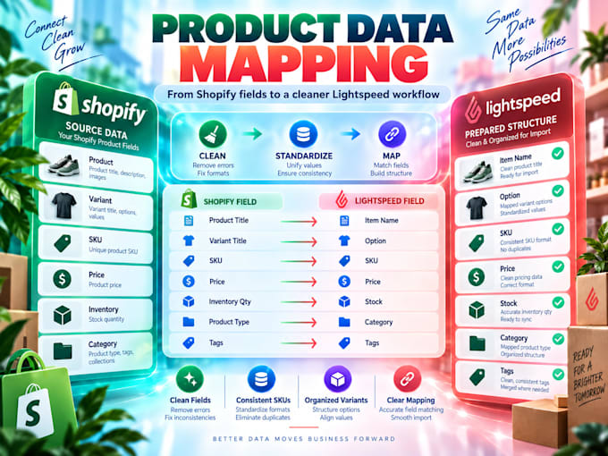 clean, map and prepare shopify product data for lightspeed import
