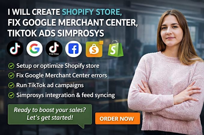 create shopify store fix google merchant center tiktok ads simprosy