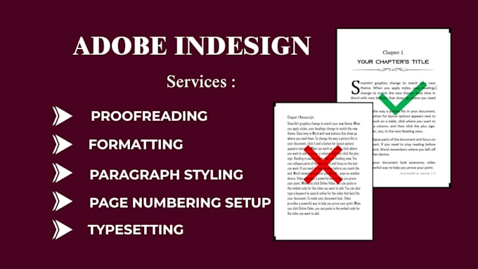 do adobe indesign project, book layout, proofread indesign book