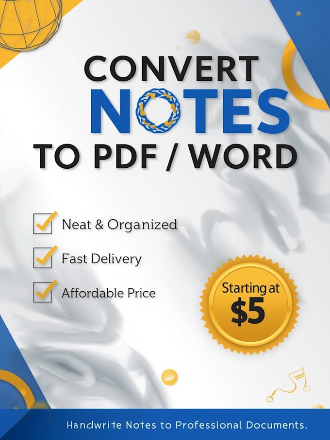 convert handwritten notes to clean PDF or word