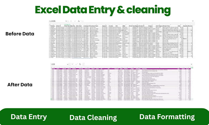 do data entry, excel data cleaning and formatting