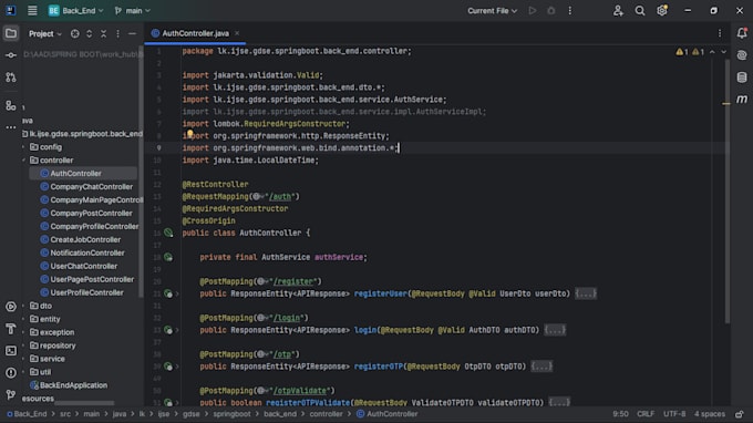 develop a professional rest API or backend using java spring boot