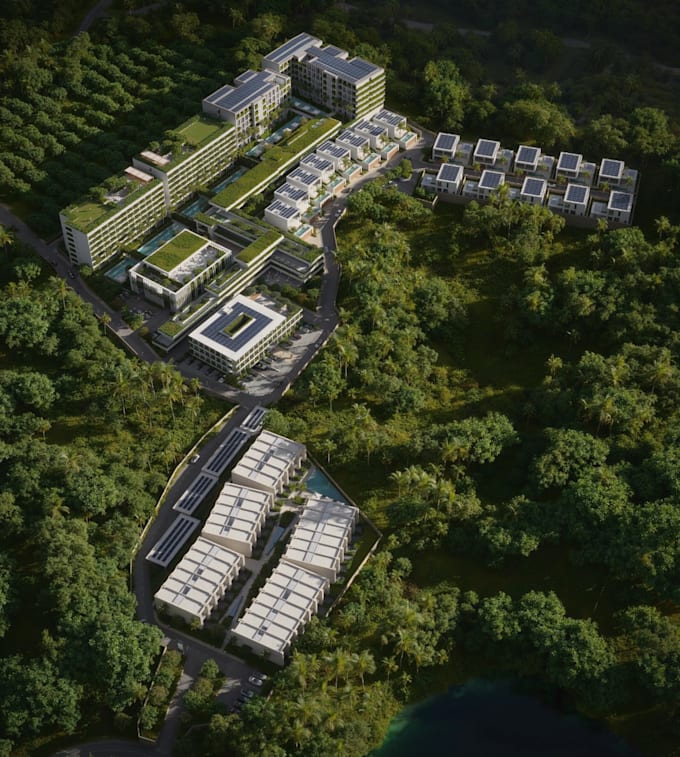 remodel architectural landscape aerial render, exterior, master plan, map layout