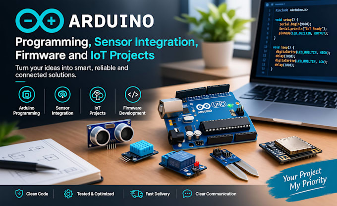 do arduino programming, sensor integration, firmware and iot projects