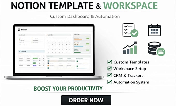 create custom notion template, notion workspace, and notion automation system