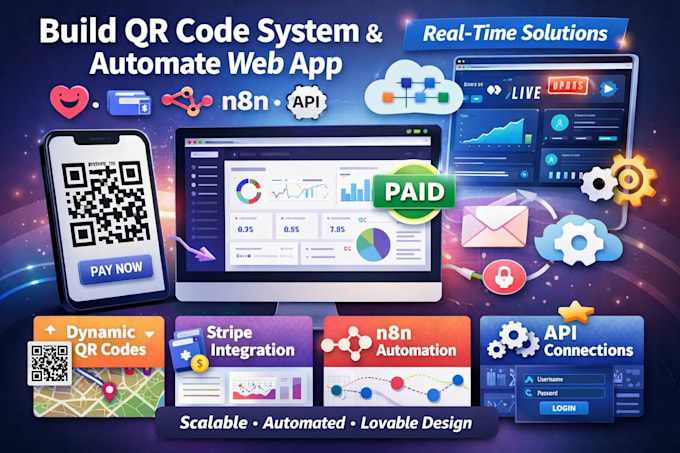build qr code system automate web app lovable real time app setup stripe n8n API