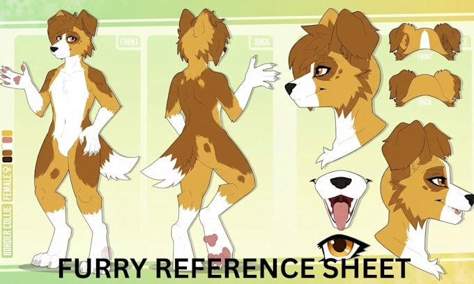 Draw furry reference sheet fursona ref sheet furry art character design ...