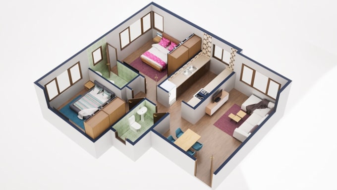 create 3d flower models, floor plans, architectural renders and 3d prints