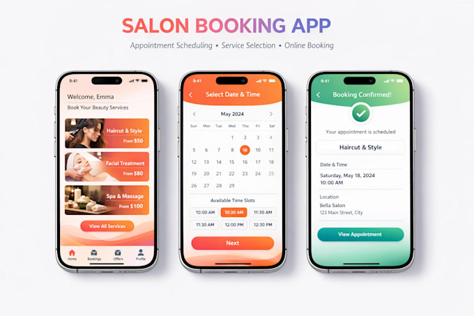 build service booking app for ios android using flutter react native