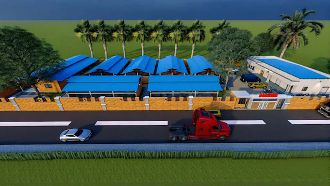 create 3d farm house and poultry farm layout with cgi visualization