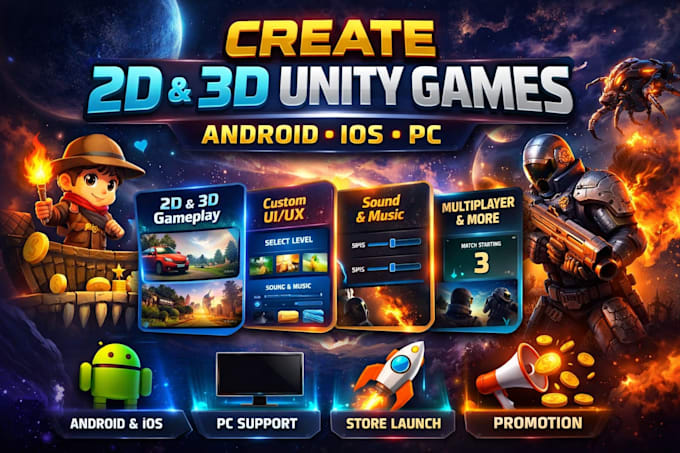 create 2d 3d unity games,learning games,app promotion for android ios and PC
