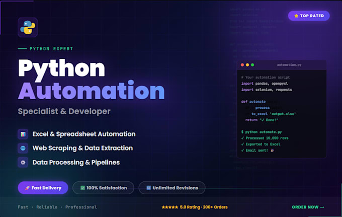 automate your tasks using python scripts, excel automation