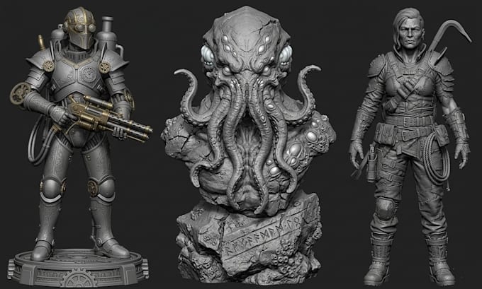 sculpt stylized and realistic 3d characters model for 3d printing