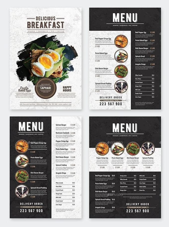 design amazing editable food restaurant menu