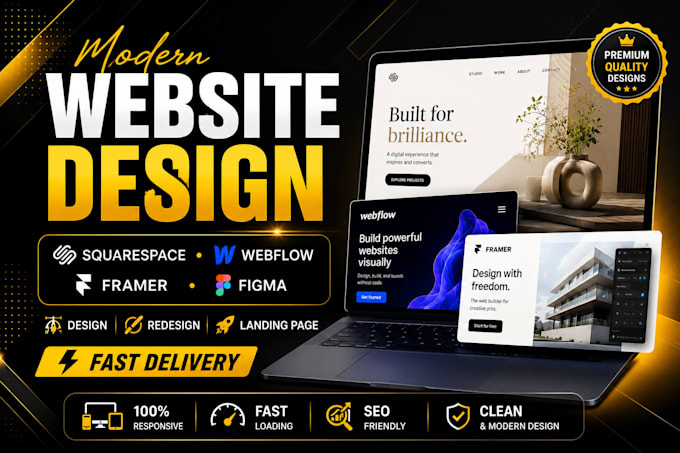build squarespace website redesign webflow landing page figma framer design