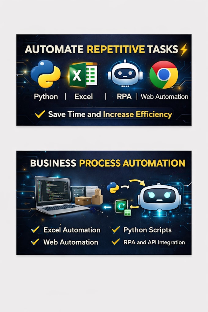 automate repetitive tasks using python, excel, chrome and blue prism rpa