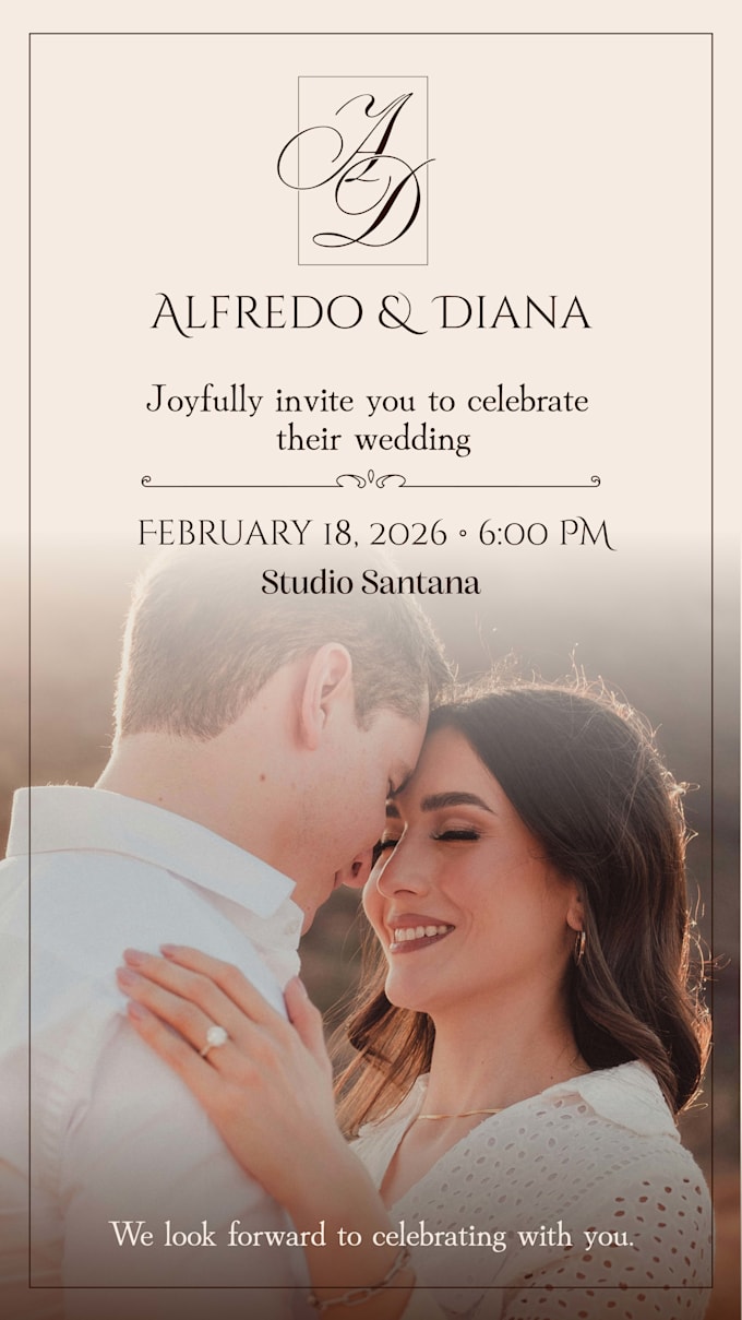 design a modern and elegant wedding invitation