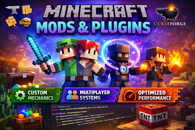 create custom minecraft mod or plugin forge fabric spigot curseforge