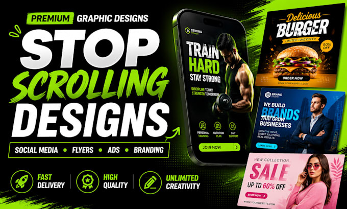 create professional flyers, posts, and ads for your business