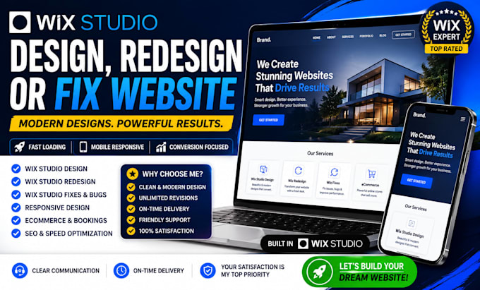 create modern wix studio website redesign and wix fixes