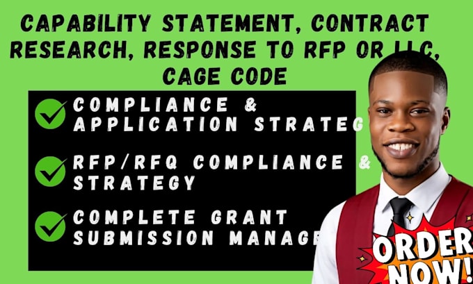 do capability statement, contract research, response to rfp or llc, cage code