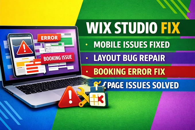 fix wix studio mobile issues, layout bugs, wix page 404 errors, booking issues